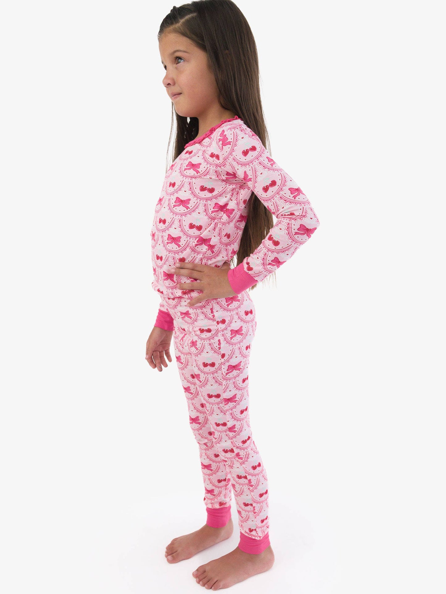 Love You Cherry Much Ruffle Long Sleeve Pajama Set