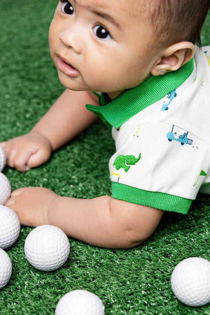 Baby Golf Shorty Polo Romper - Little Caddies