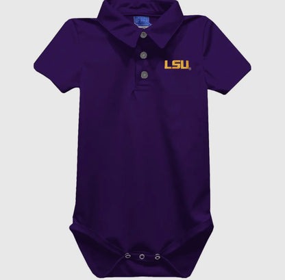 LSU Embroidered Knit Polo Onesie