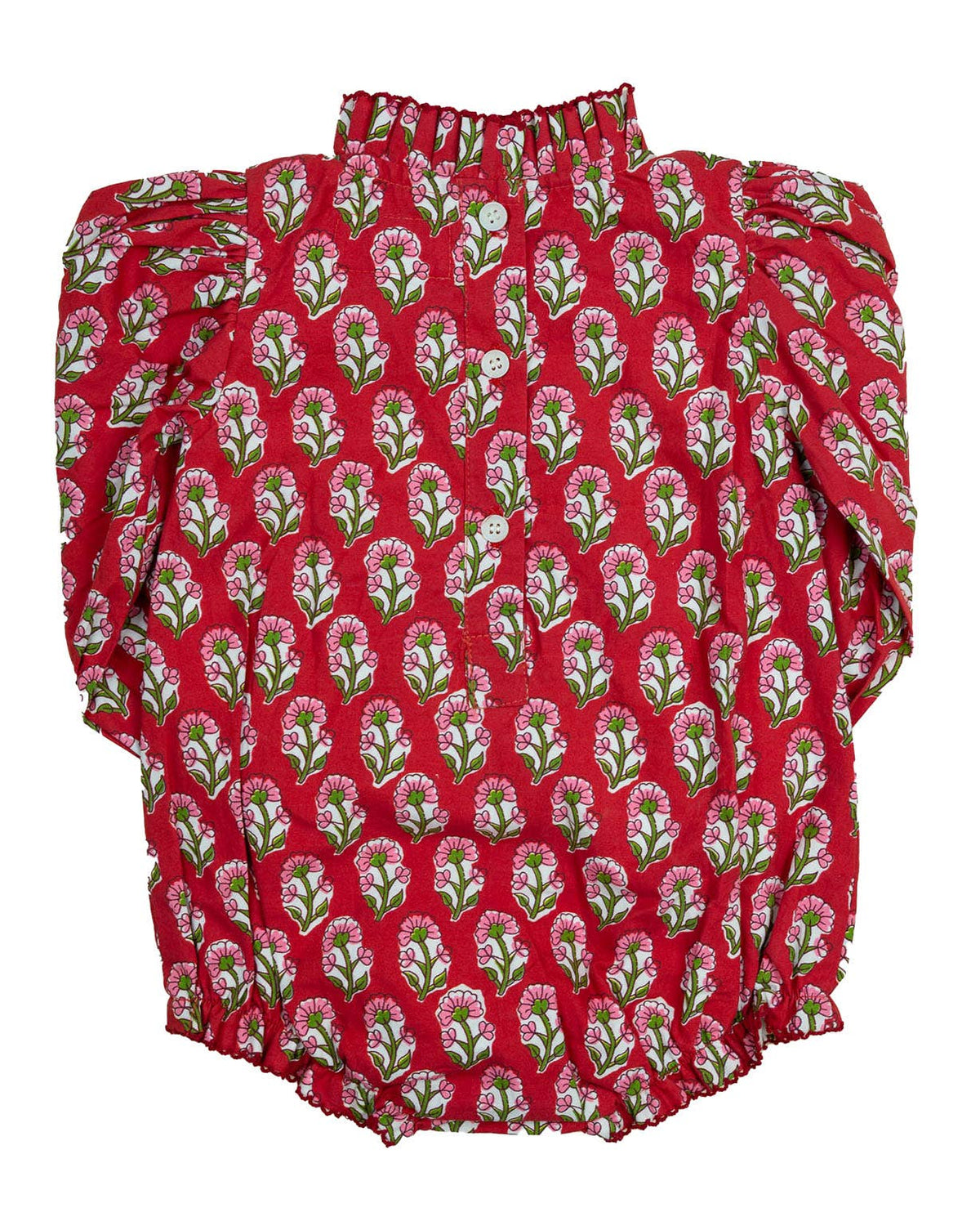 Red floral patterned baby bubble on a white background