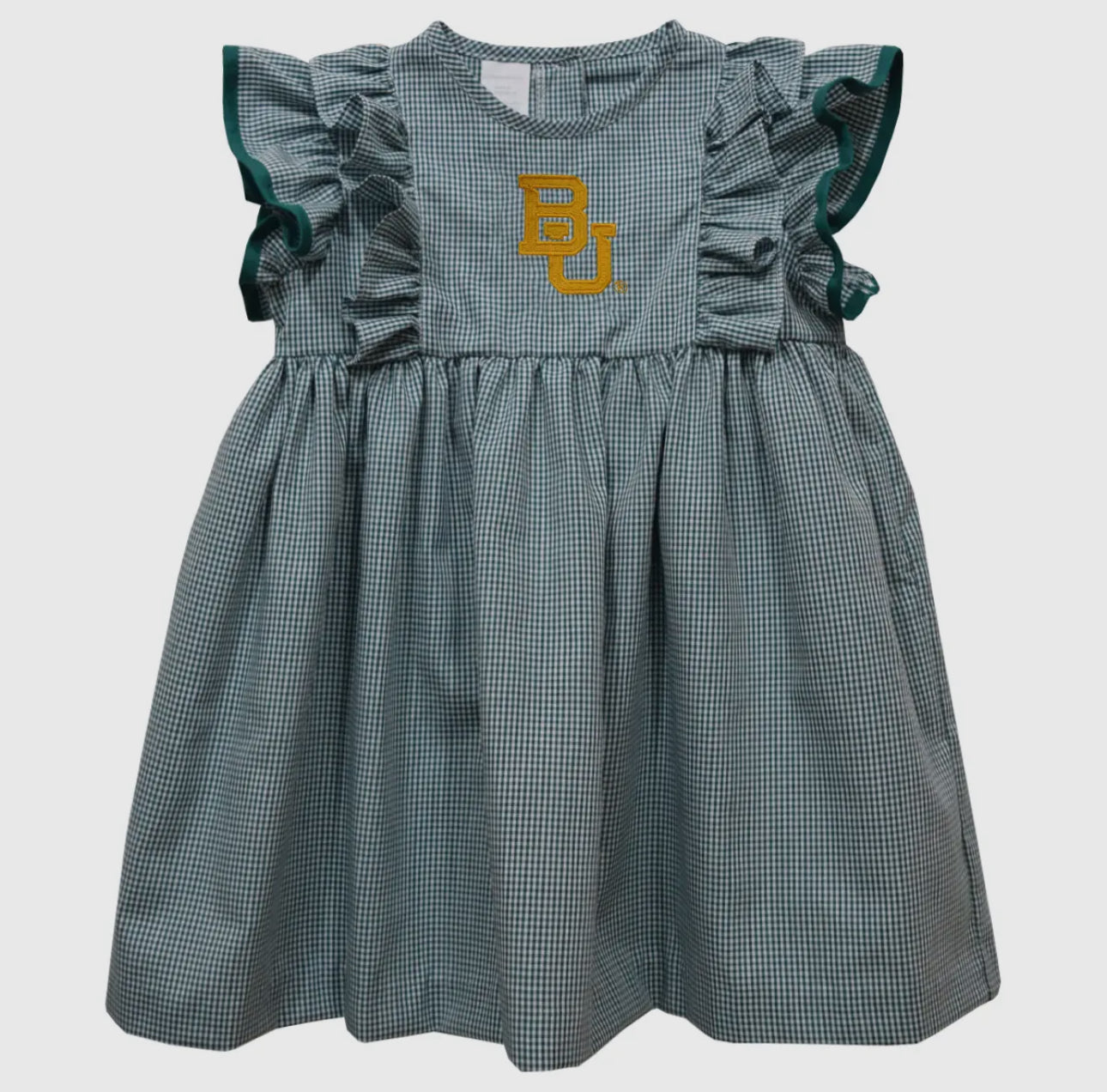 Baylor Bears Embroidered Gingham Ruffle Dress