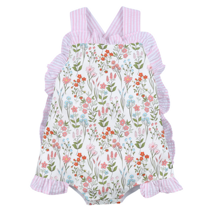 Floral Sun Suit With Bow