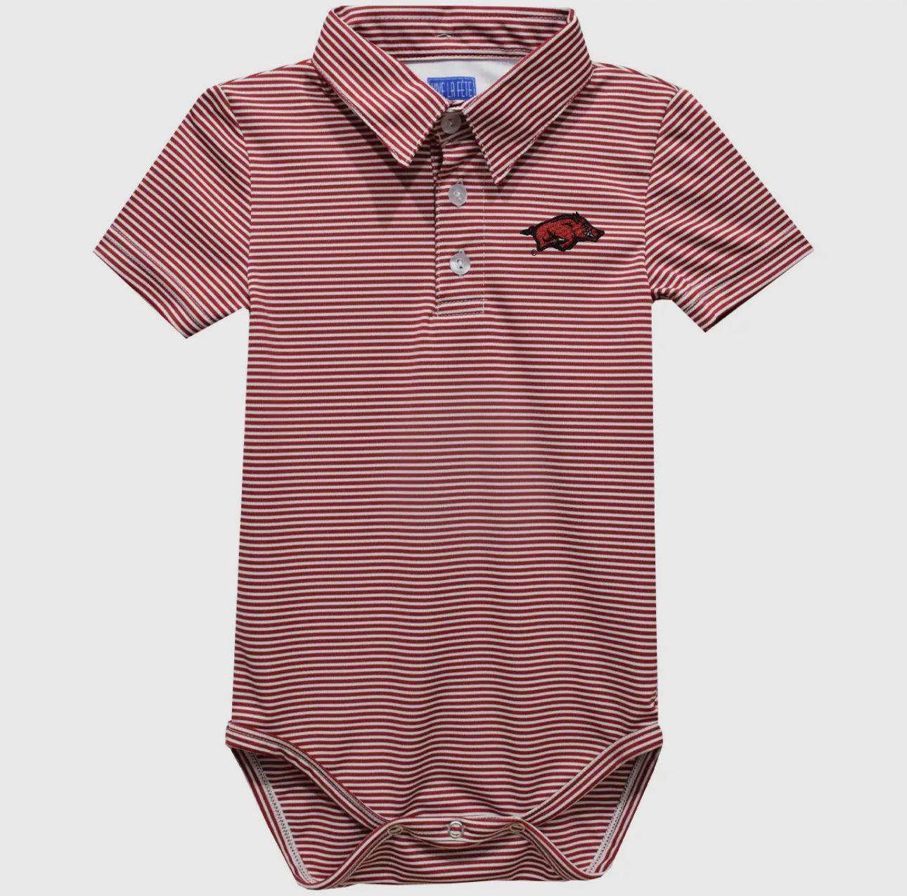 Arkansas Embroidered Knit Polo Onesie