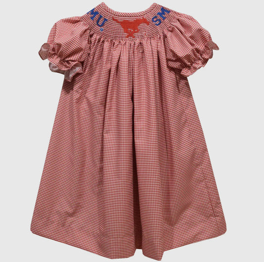 SMU Smocked Gingham Dress