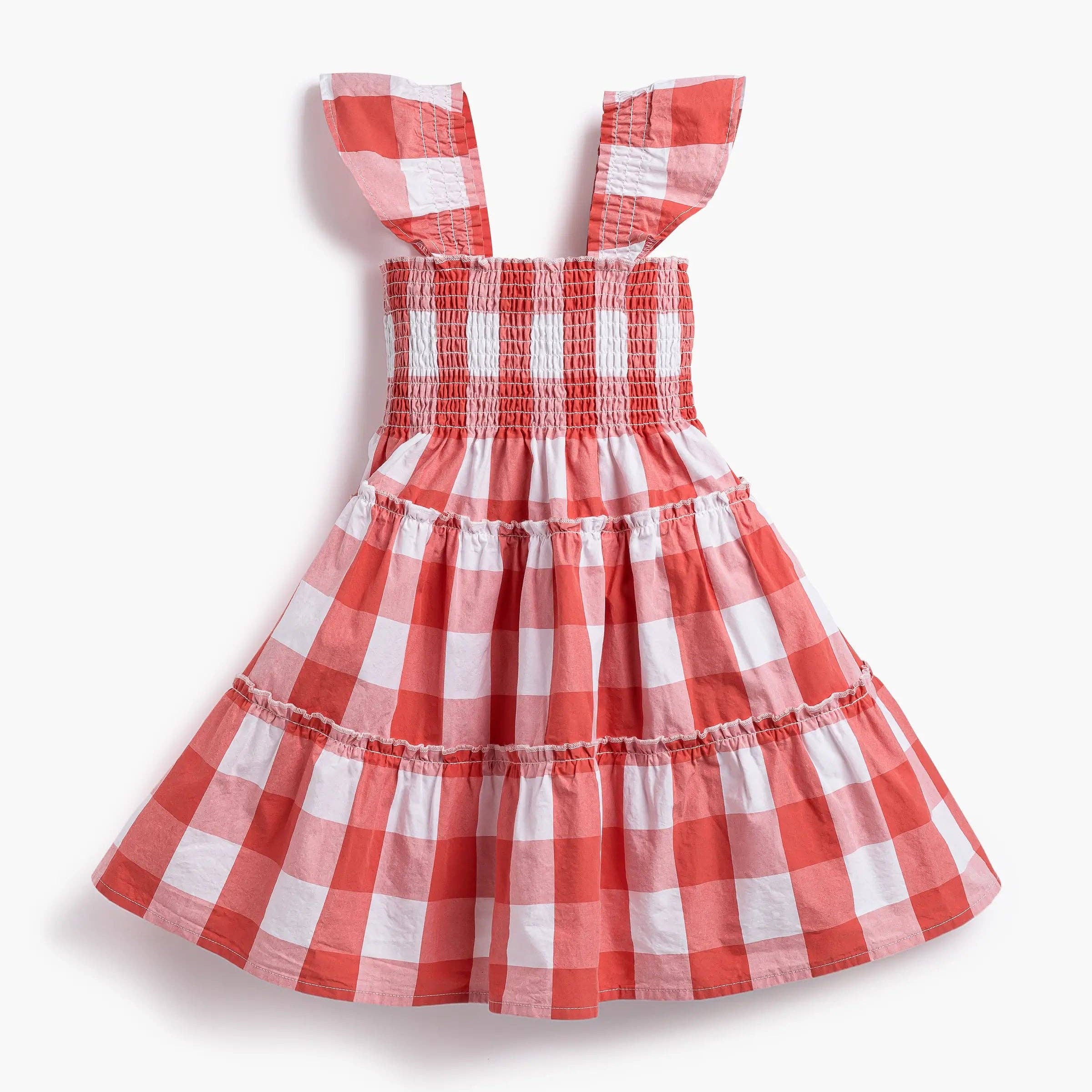 Red and white checkered dress on a white background