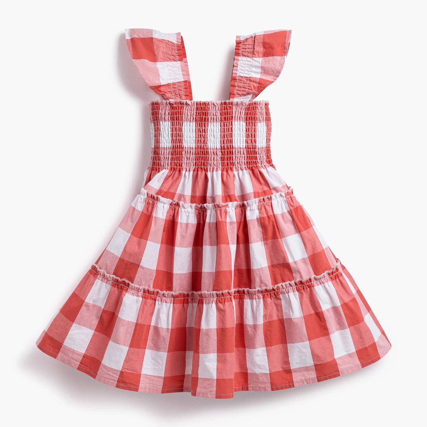 Red and white checkered dress on a white background