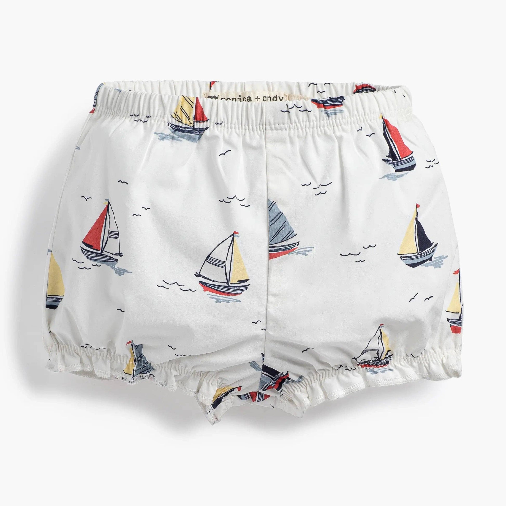 White bloomers with sailboat pattern on a white background