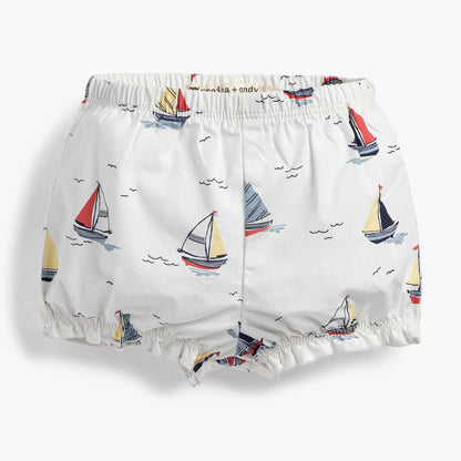 White bloomers with sailboat pattern on a white background