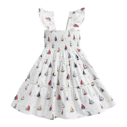 Girls Flutter Sleeve Dress - Little Skippers