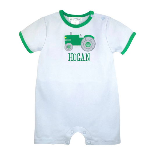 Tractor Applique Knit Romper