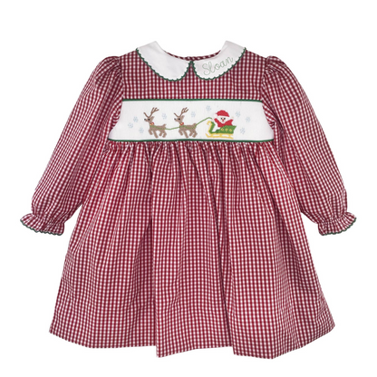 Christmas Dress with Hand Picture Smocking