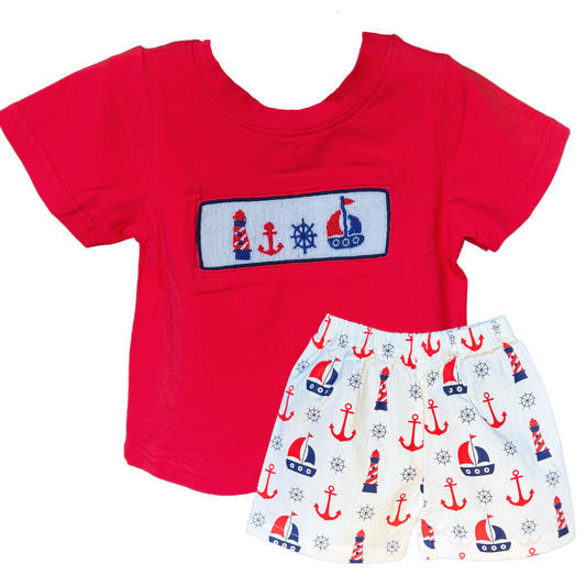 Smocked Sailing Short/T-shirt Set