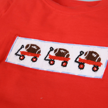 Smocked Football Wagon T-shirt