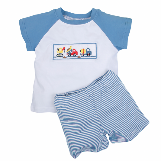 Smocked Construction Short/T-shirt Set