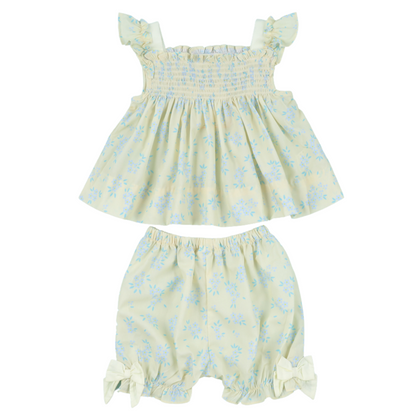 Yellow & Blue Flower Two Piece Set