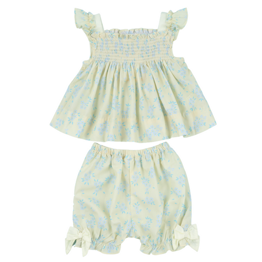 Yellow & Blue Flower Two Piece Set