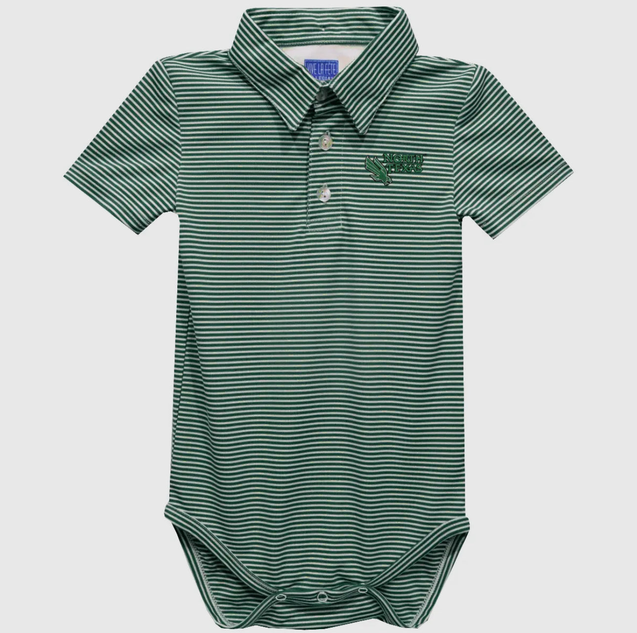 North Texas Mean Green Embroidered Knit Polo Onesie