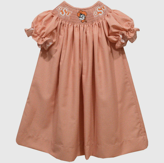 OSU Cowboys Smocked Gingham Dress