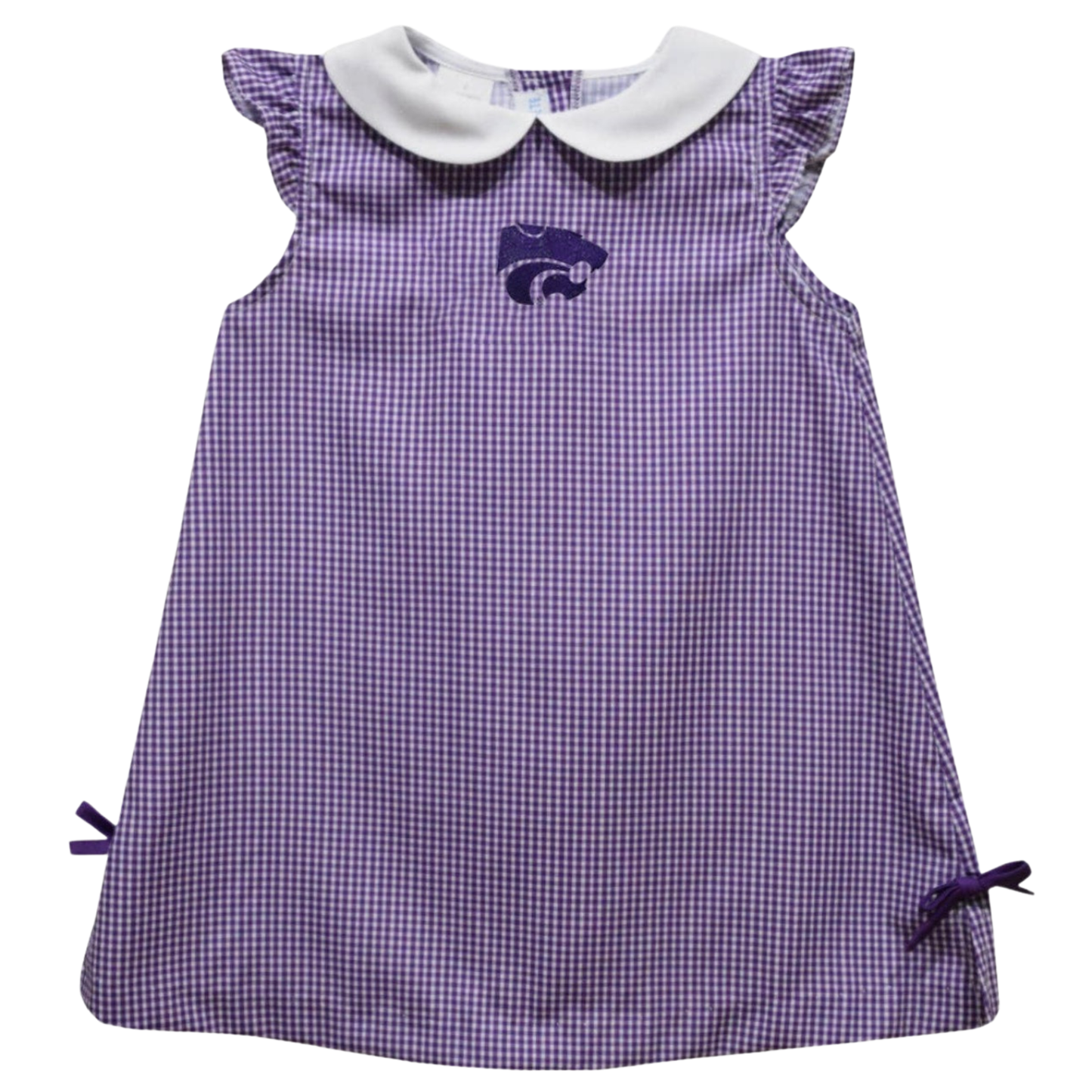 Kansas State Embroidered Gingham A Line Dress
