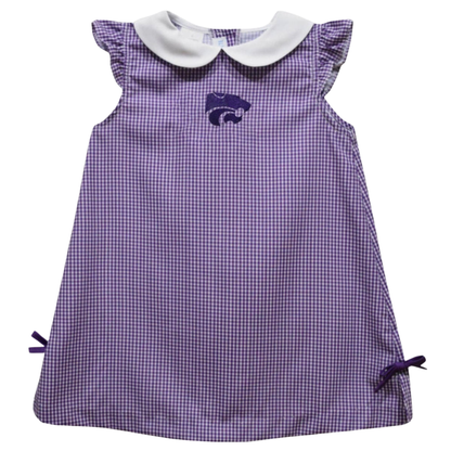 Kansas State Embroidered Gingham A Line Dress