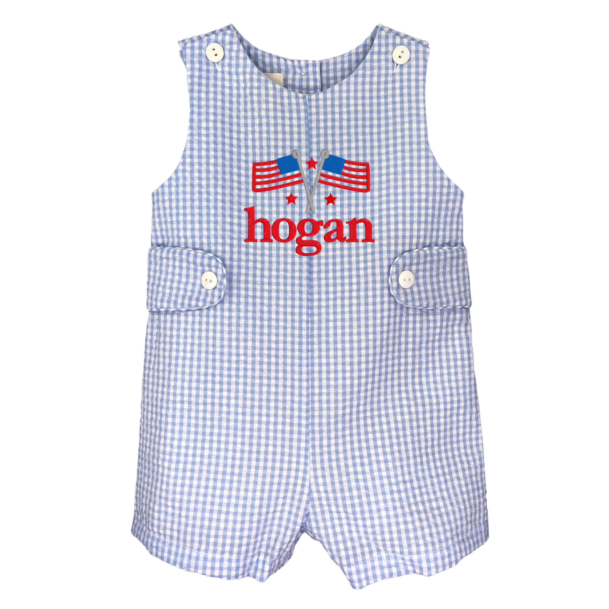 Blue Gingham Sunsuit with Side Tabs