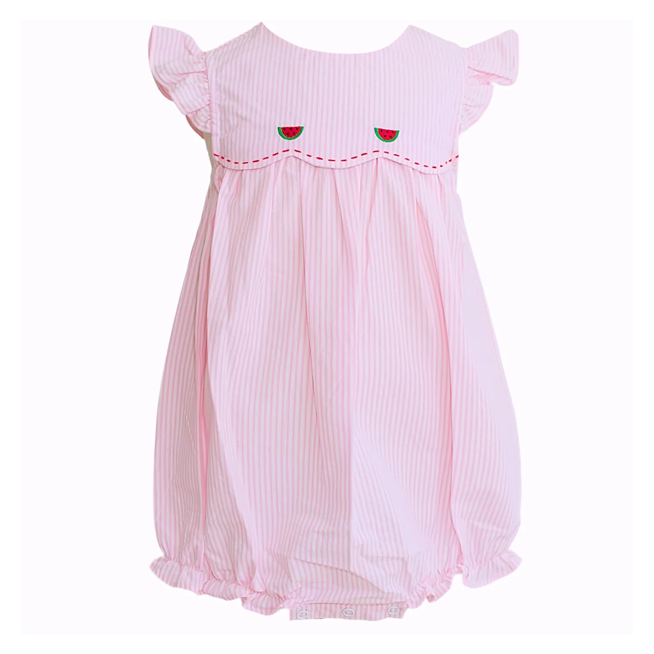 Pink Scallop Embroidered Watermelon Bubble