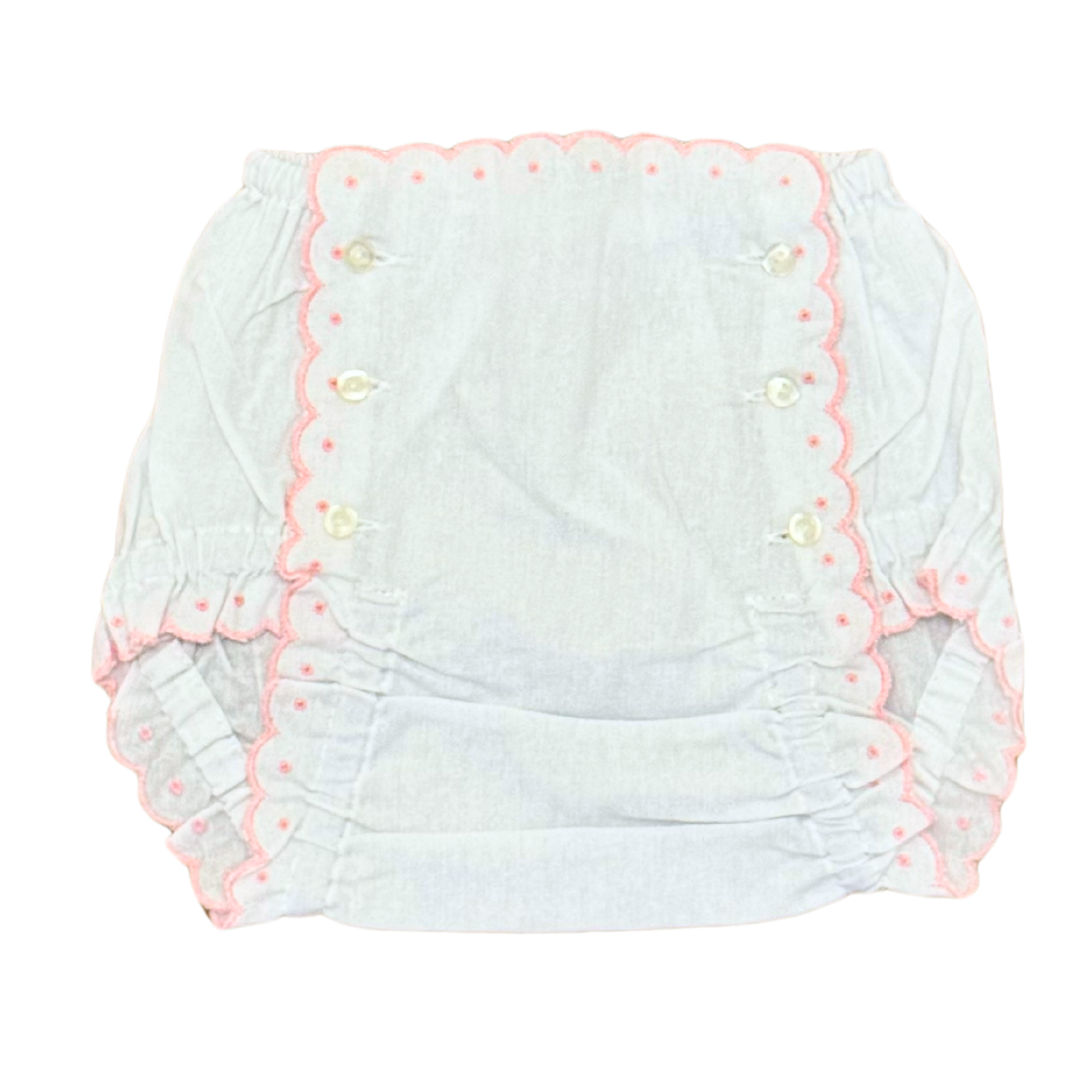 Pink Scallop Edge Linen Diaper Cover with Buttons