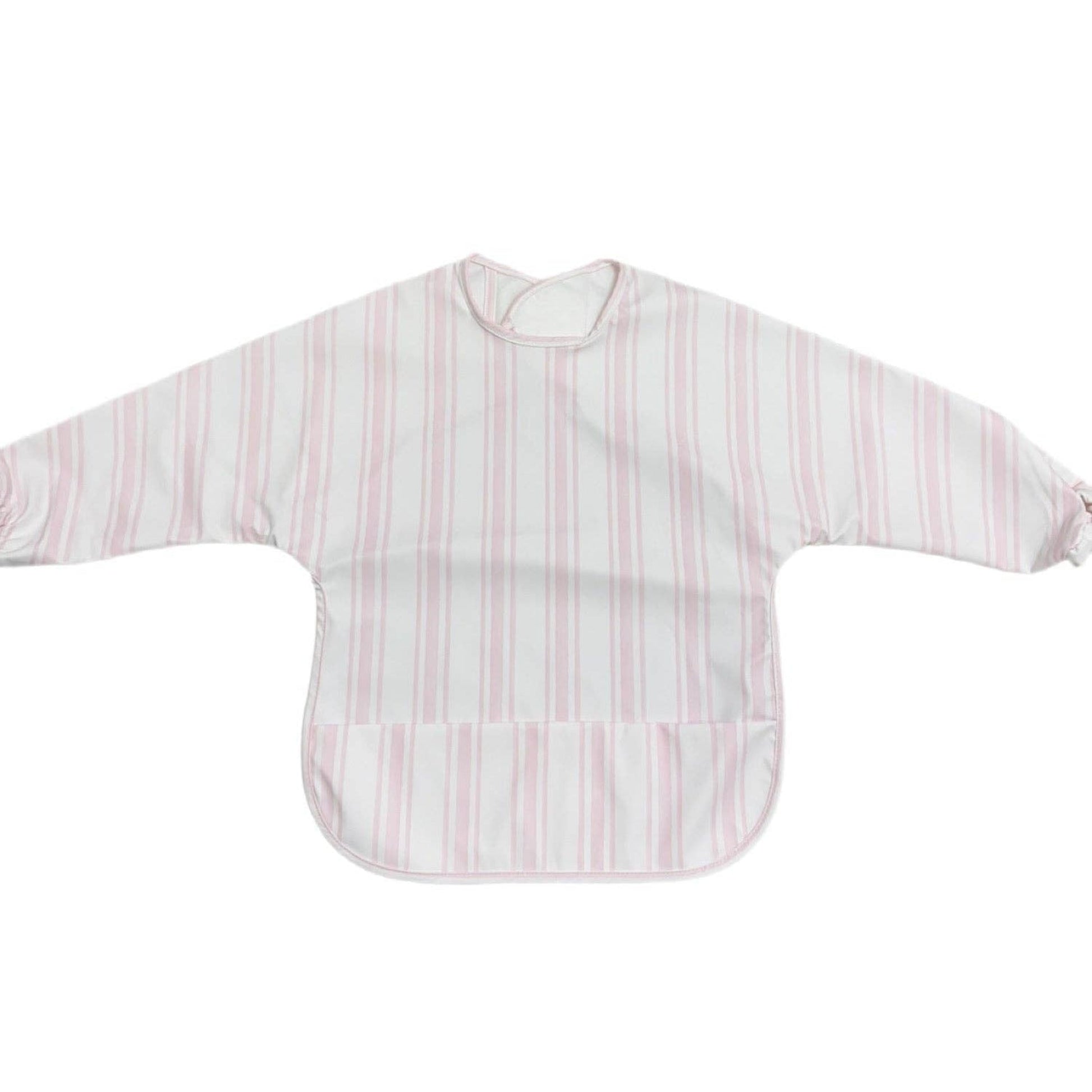 Striped bib with long sleeves on a white background