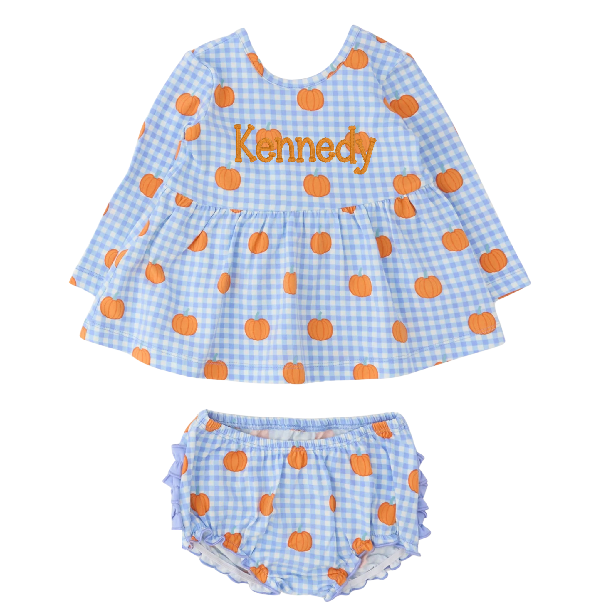 Pumpkin Patch Gingham Bloomer Set