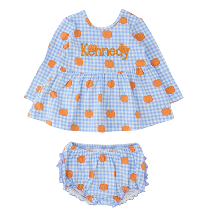Pumpkin Patch Gingham Bloomer Set