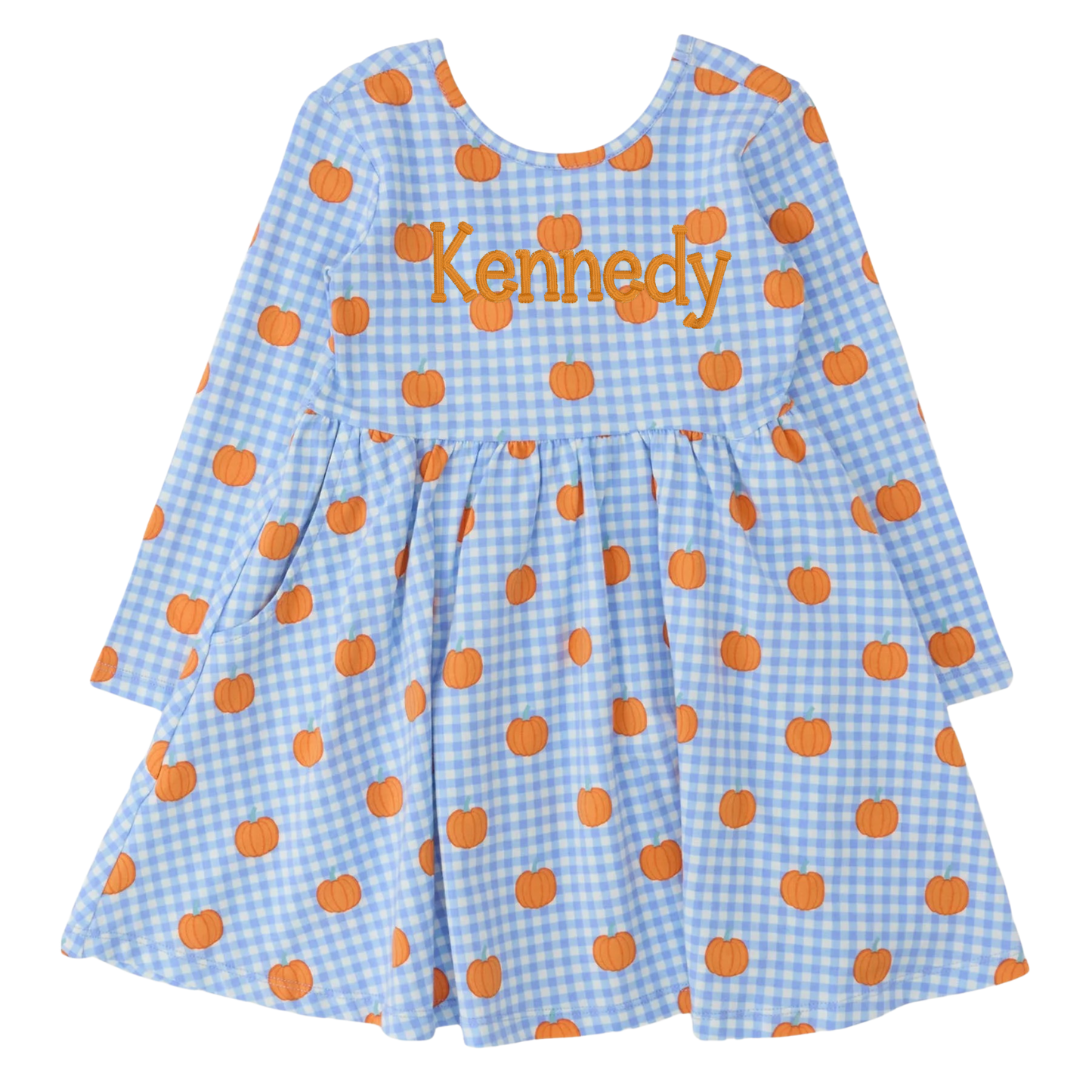 Pumpkin Patch Gingham Twirl Dress