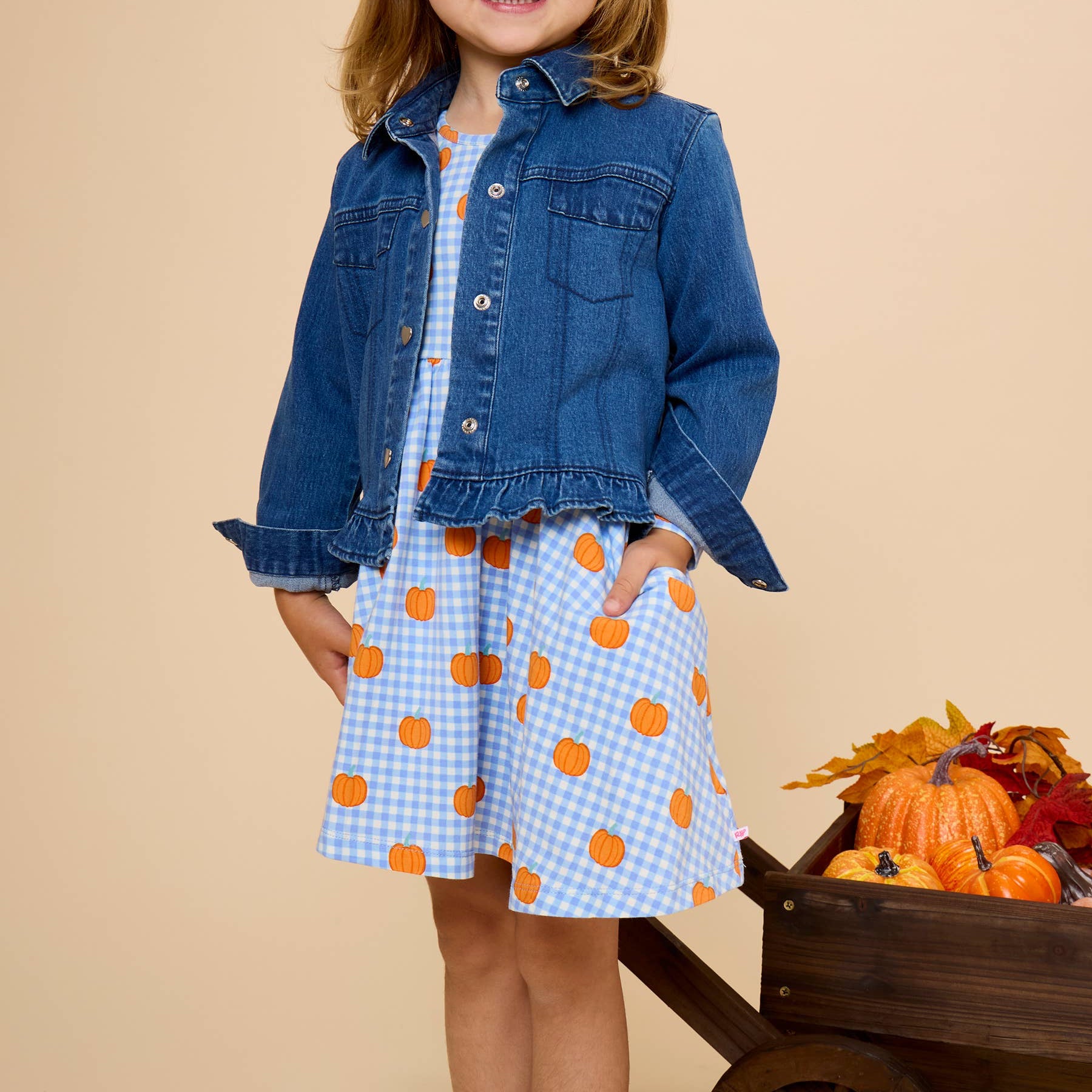 Pumpkin Patch Gingham Twirl Dress