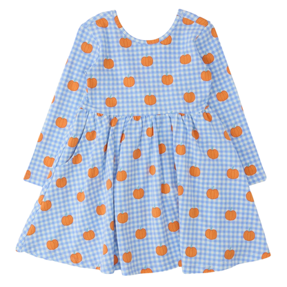 Pumpkin Patch Gingham Twirl Dress