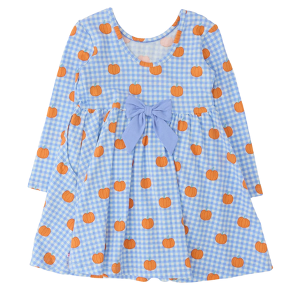 Pumpkin Patch Gingham Twirl Dress