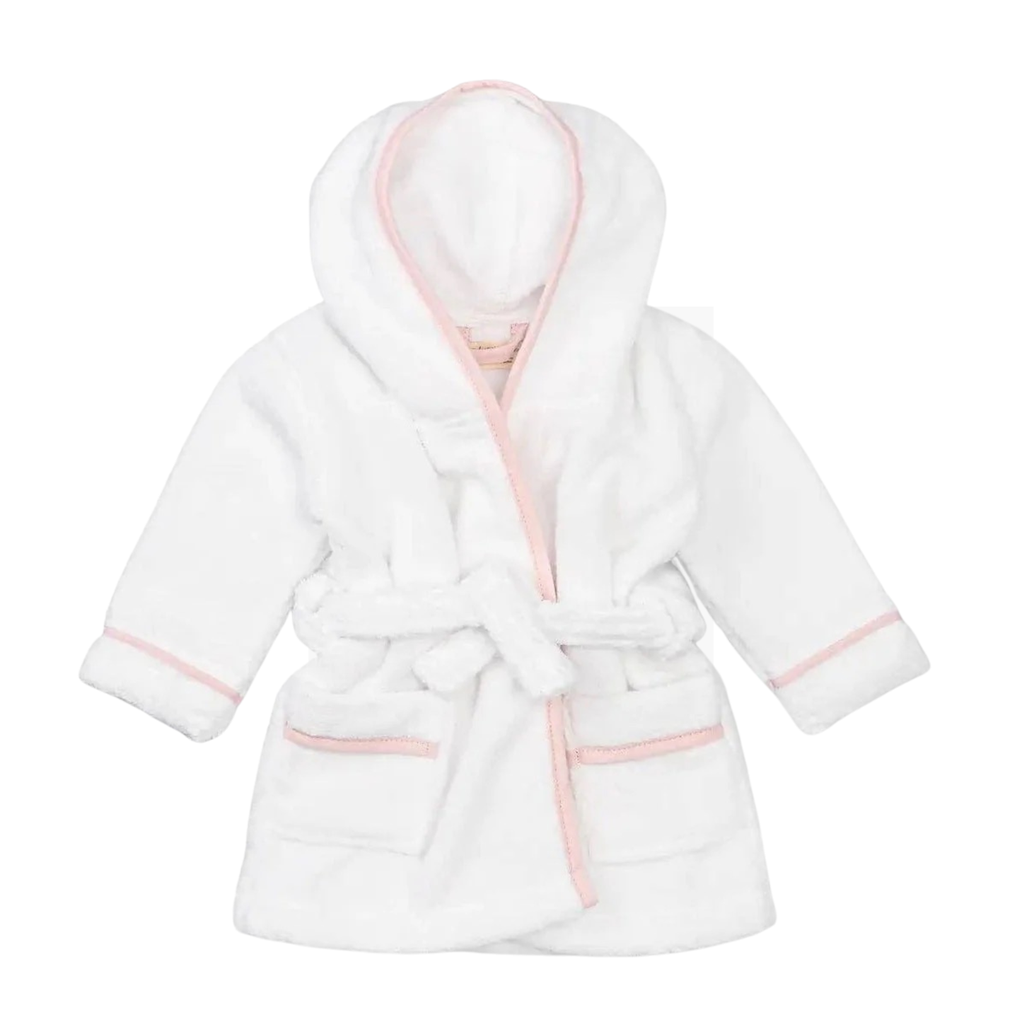 Terry Bathrobe - White + Pink