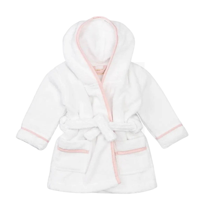 Terry Bathrobe - White + Pink