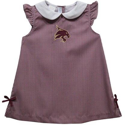 Texas State Embroidered Gingham A Line Dress
