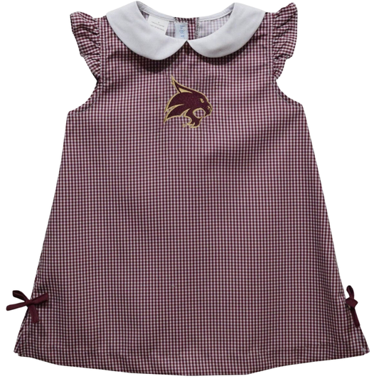 Texas State Embroidered Gingham A Line Dress