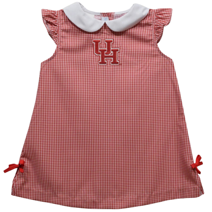 University of Houston Embroidered Gingham A Line Dress