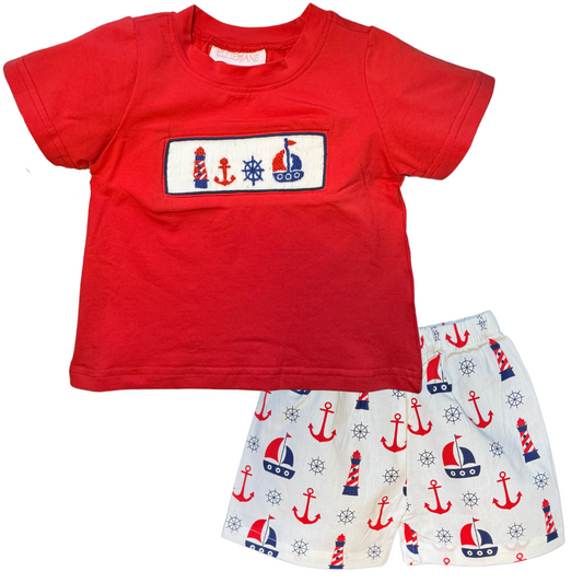 Smocked Sailing Short/T-shirt Set