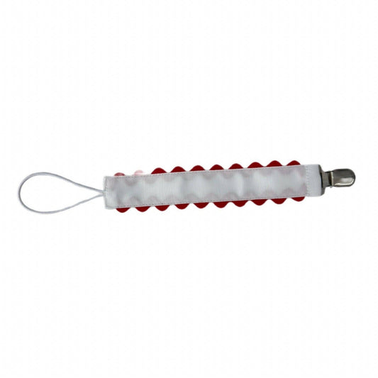 White with red scallop paci clip
