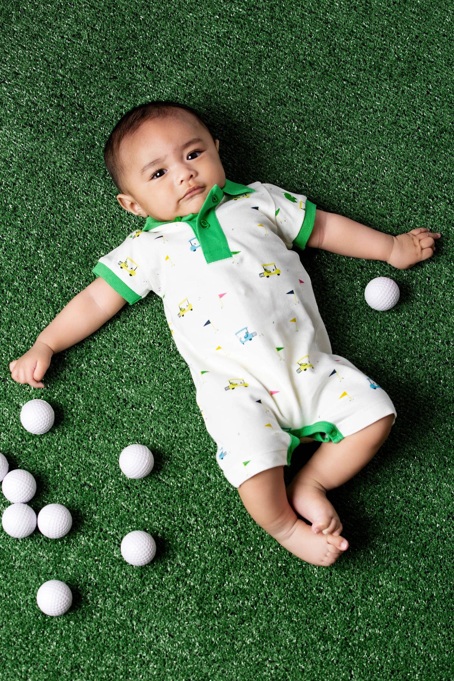 Baby Golf Shorty Polo Romper - Little Caddies