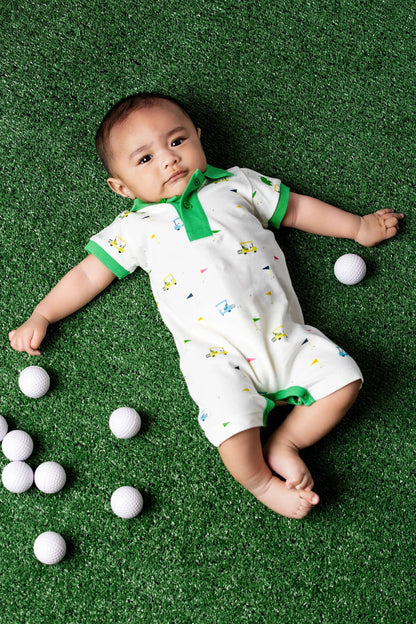 Baby Golf Shorty Polo Romper - Little Caddies