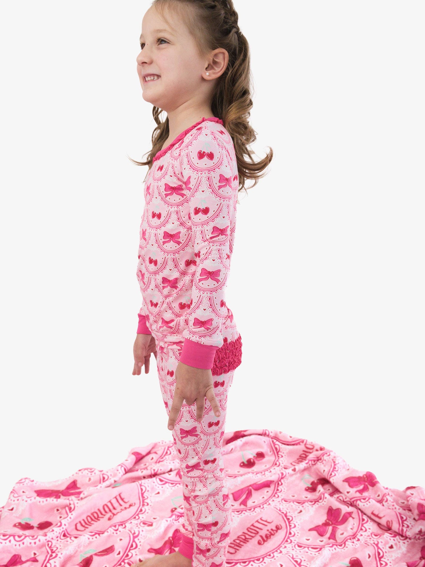 Love You Cherry Much Ruffle Long Sleeve Pajama Set