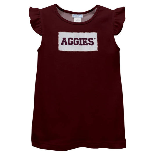Texas AM Aggies Smocked Maroon Knit Angel Sleeve T-shirt READY TO SHIP