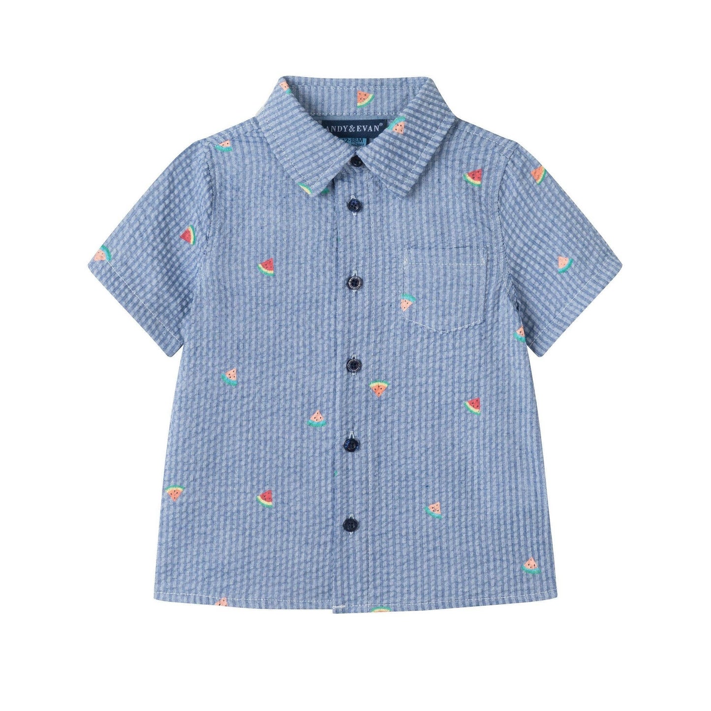 Infant Buttondown & Short Set | Watermelon Stripes