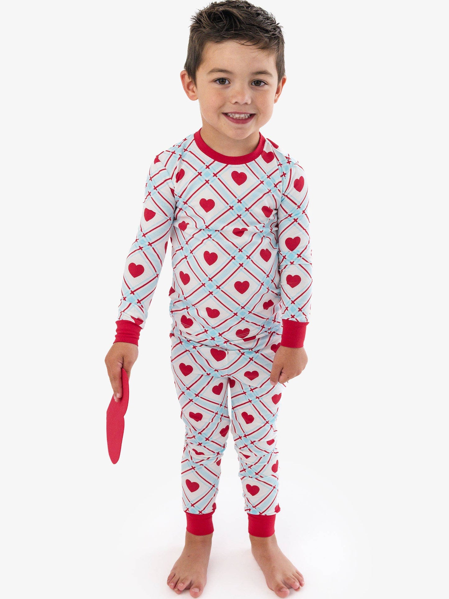 Blue Sweetheart Plaid Long Sleeve Pajama Set