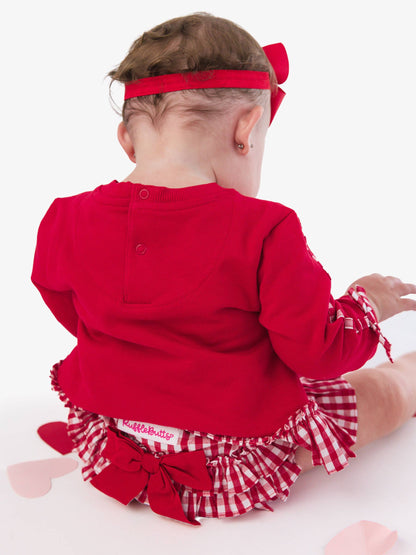 Heart Gingham Ruffle Bow Bloomer Set