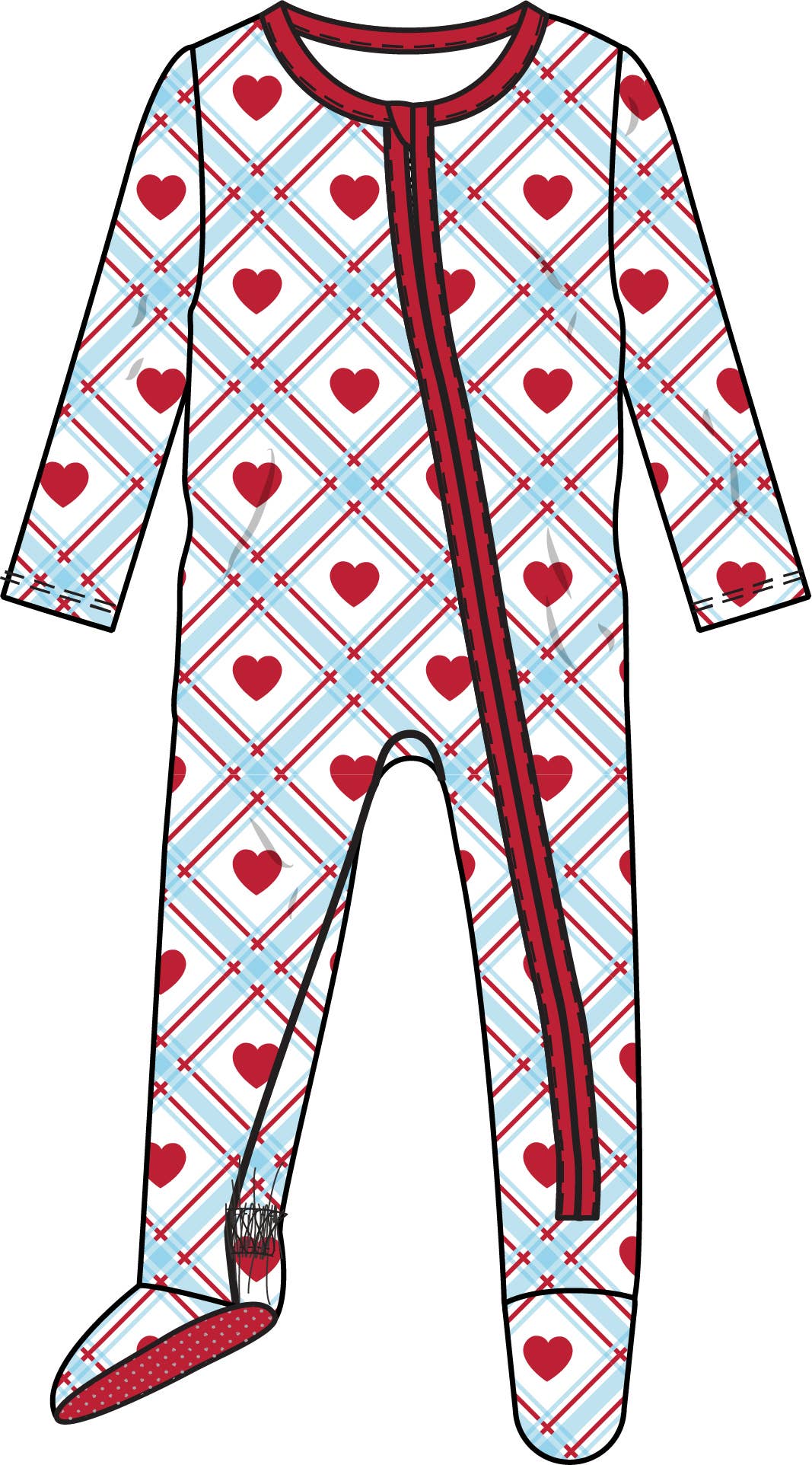 Sweetheart Plaid Footed One Piece Pajama