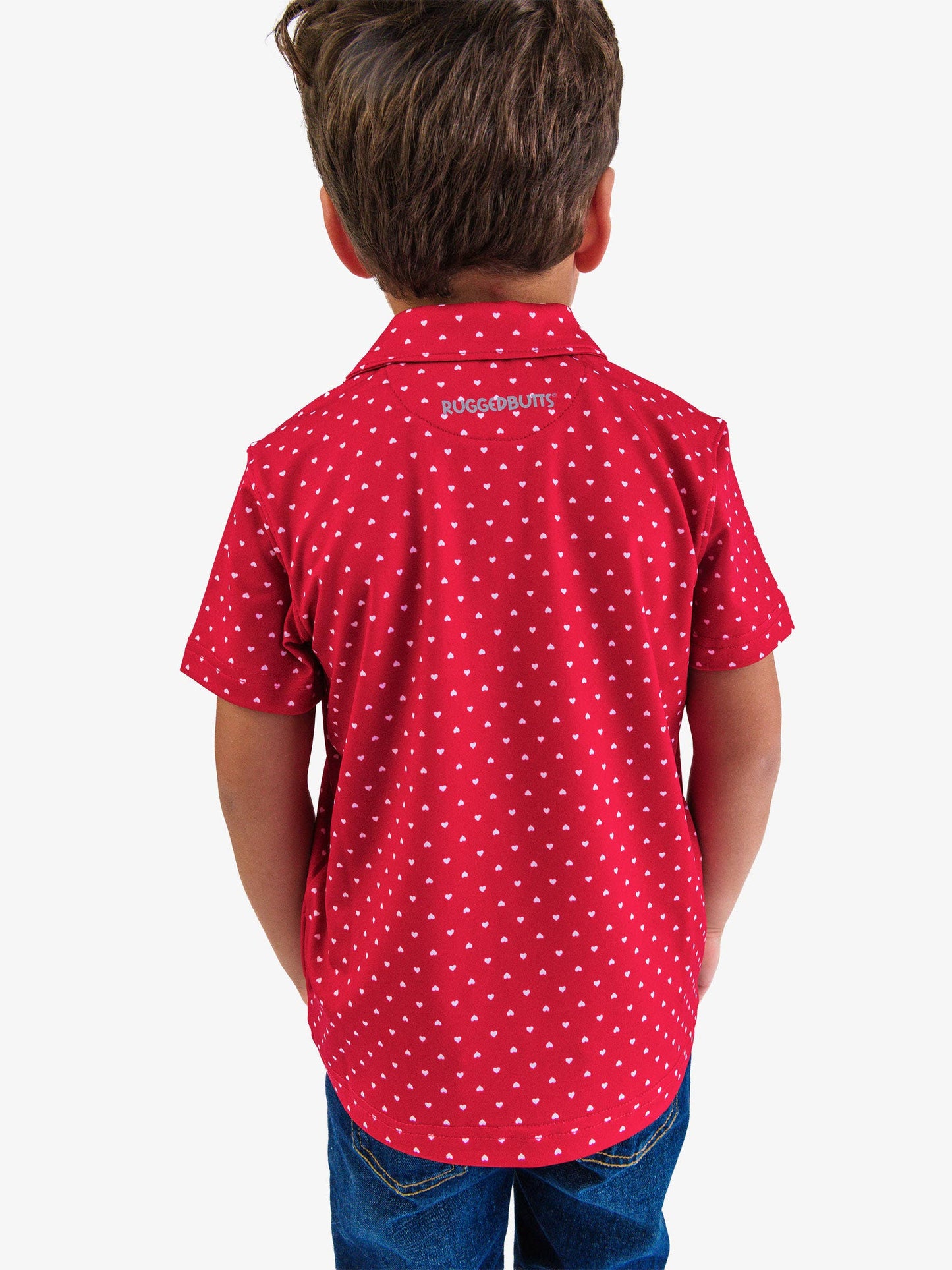 Red Heart Polka Dot Knit Short Sleeve Performance Polo
